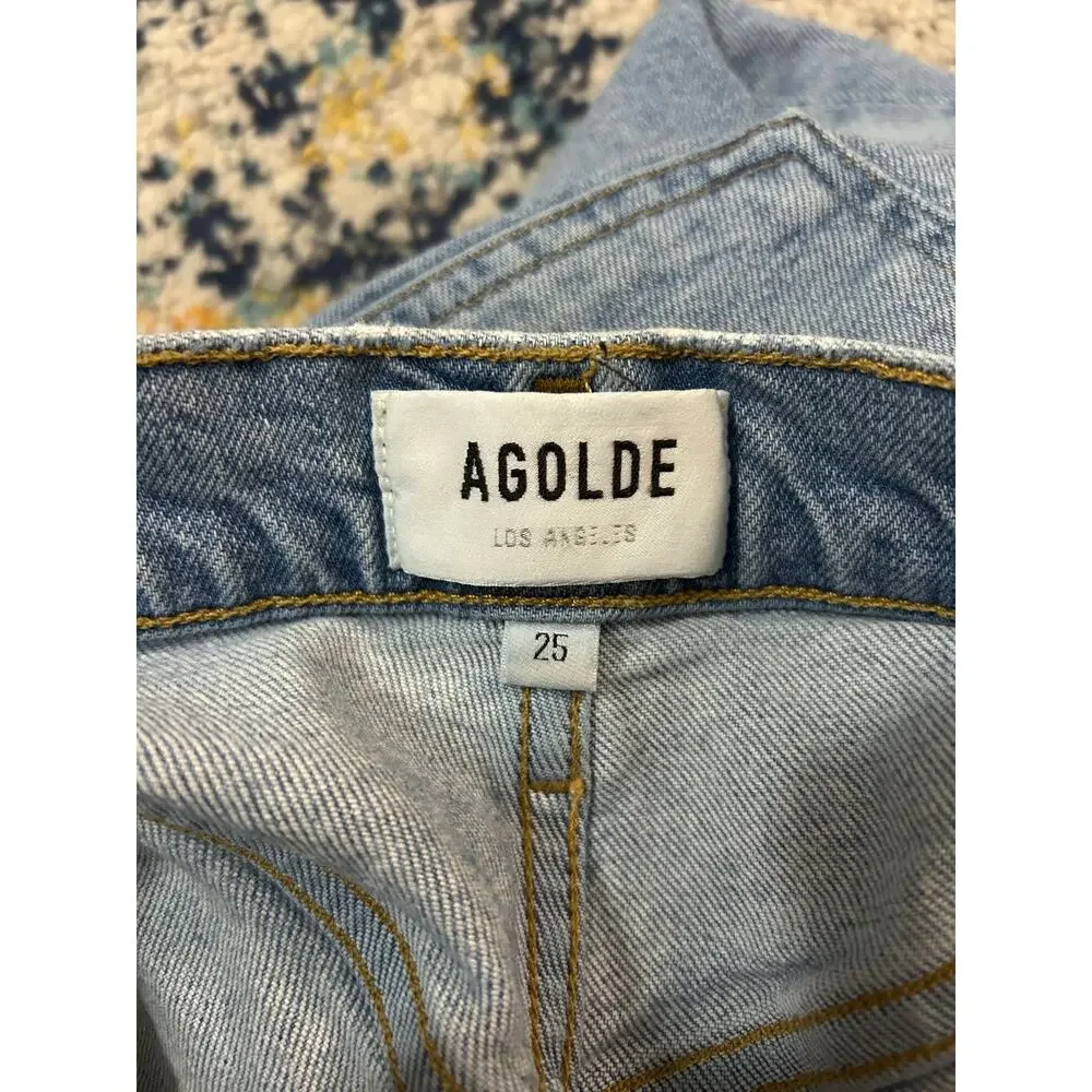 Agolde Riley Crop Jeans Women 25 High Rise Distressed Button Fly Organic Capsule